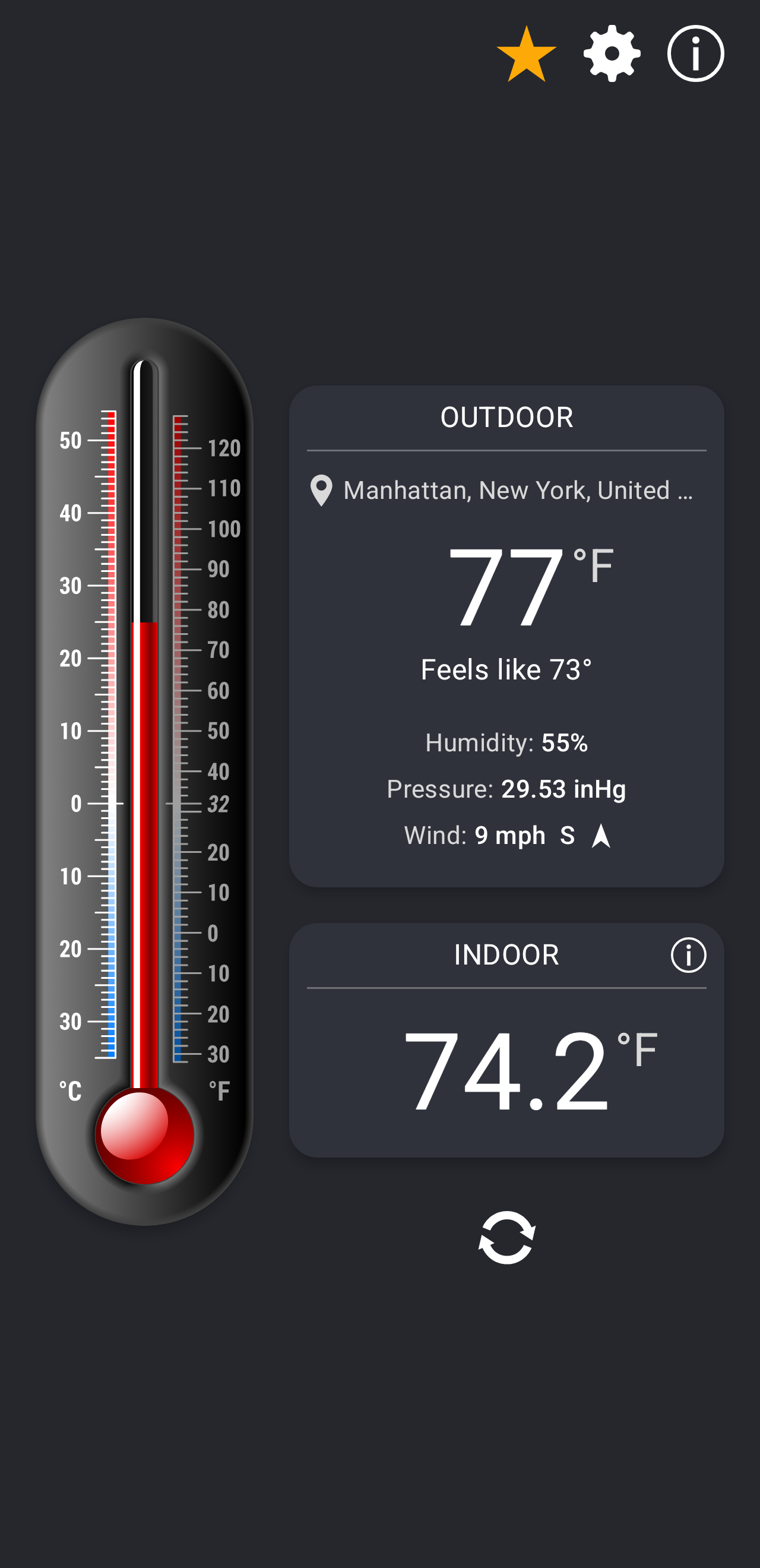 اسکرین شات 1 برنامه Thermometer++ Room Temperature