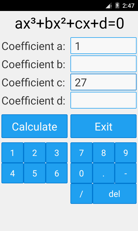 اسکرین شات 3 برنامه Cubic Equation Solver