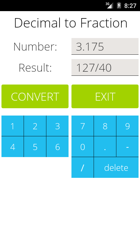 اسکرین شات 1 برنامه Decimal to Fraction