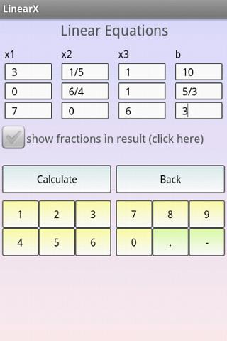 اسکرین شات 2 برنامه Linear Equation System Solver