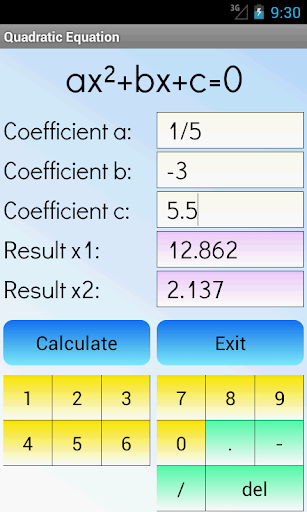 اسکرین شات 1 برنامه Quadratic Equation Solver
