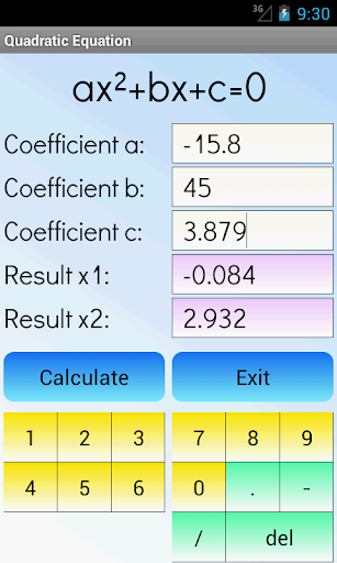 اسکرین شات 3 برنامه Quadratic Equation Solver