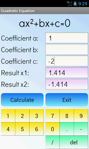 اسکرین شات 2 برنامه Quadratic Equation Solver