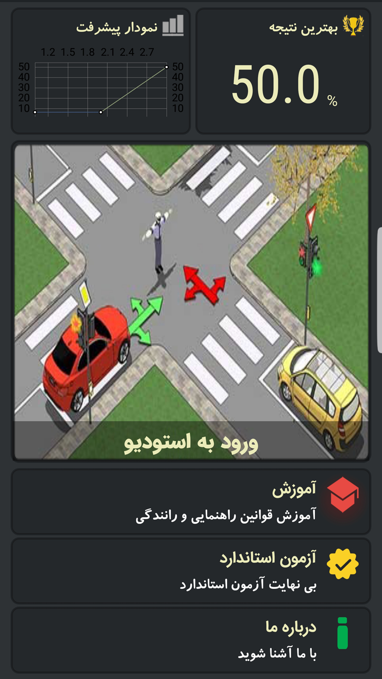 اسکرین شات 1 برنامه آزمون آیین نامه(استودیو رانندگی)