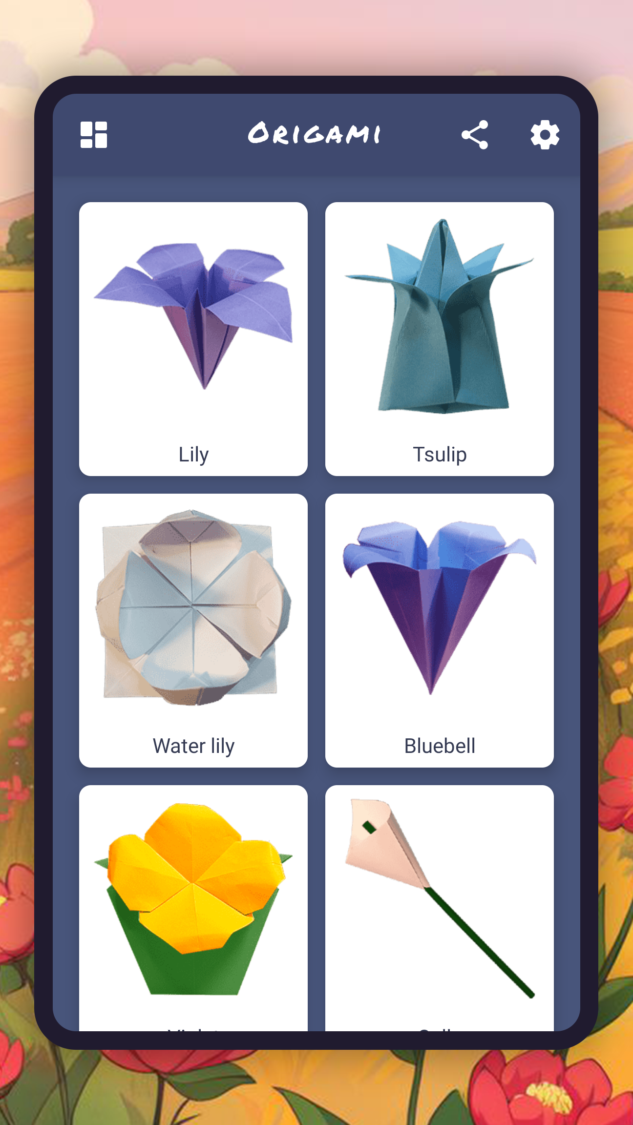اسکرین شات 1 برنامه Origami flowers and plants