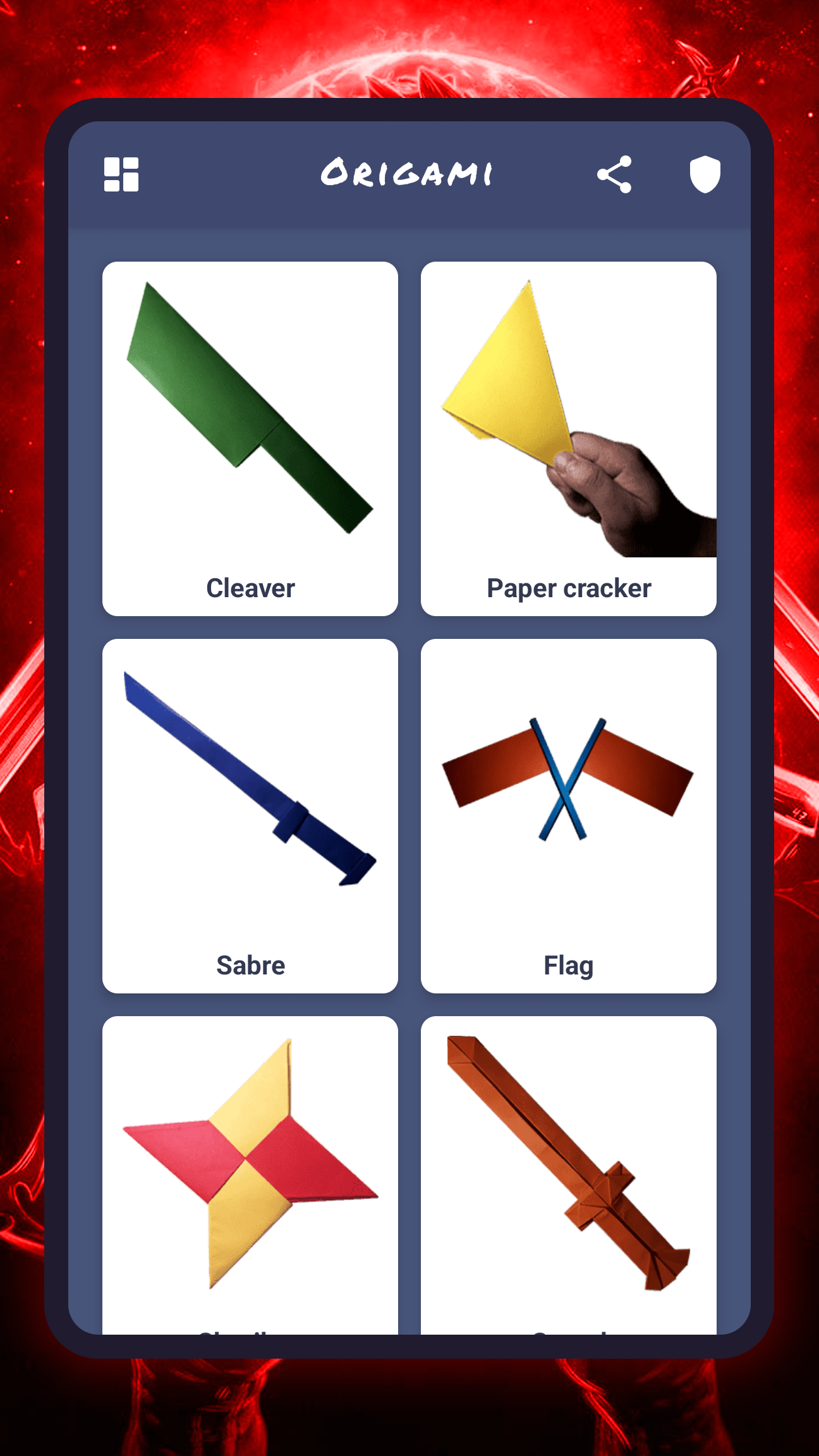 اسکرین شات 1 برنامه Origami weapons, paper schemes