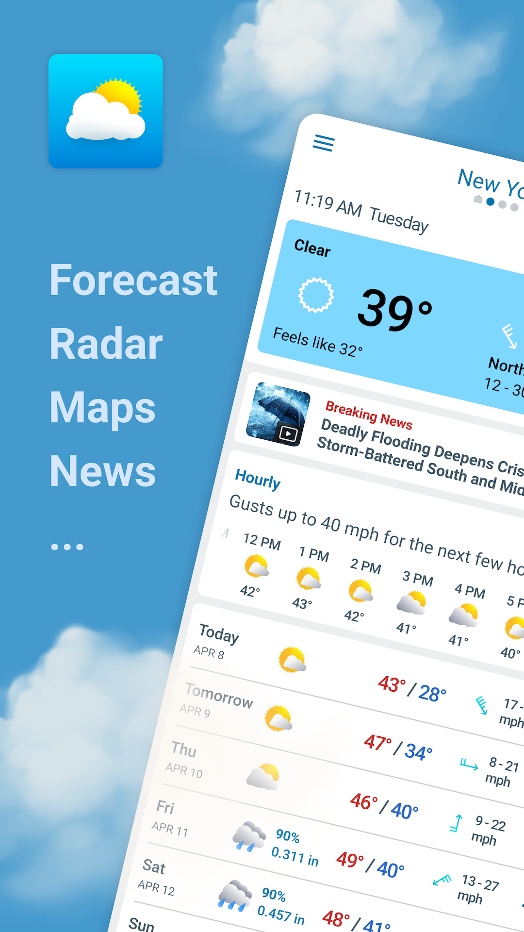 اسکرین شات 1 برنامه Weather Radar - Meteored News
