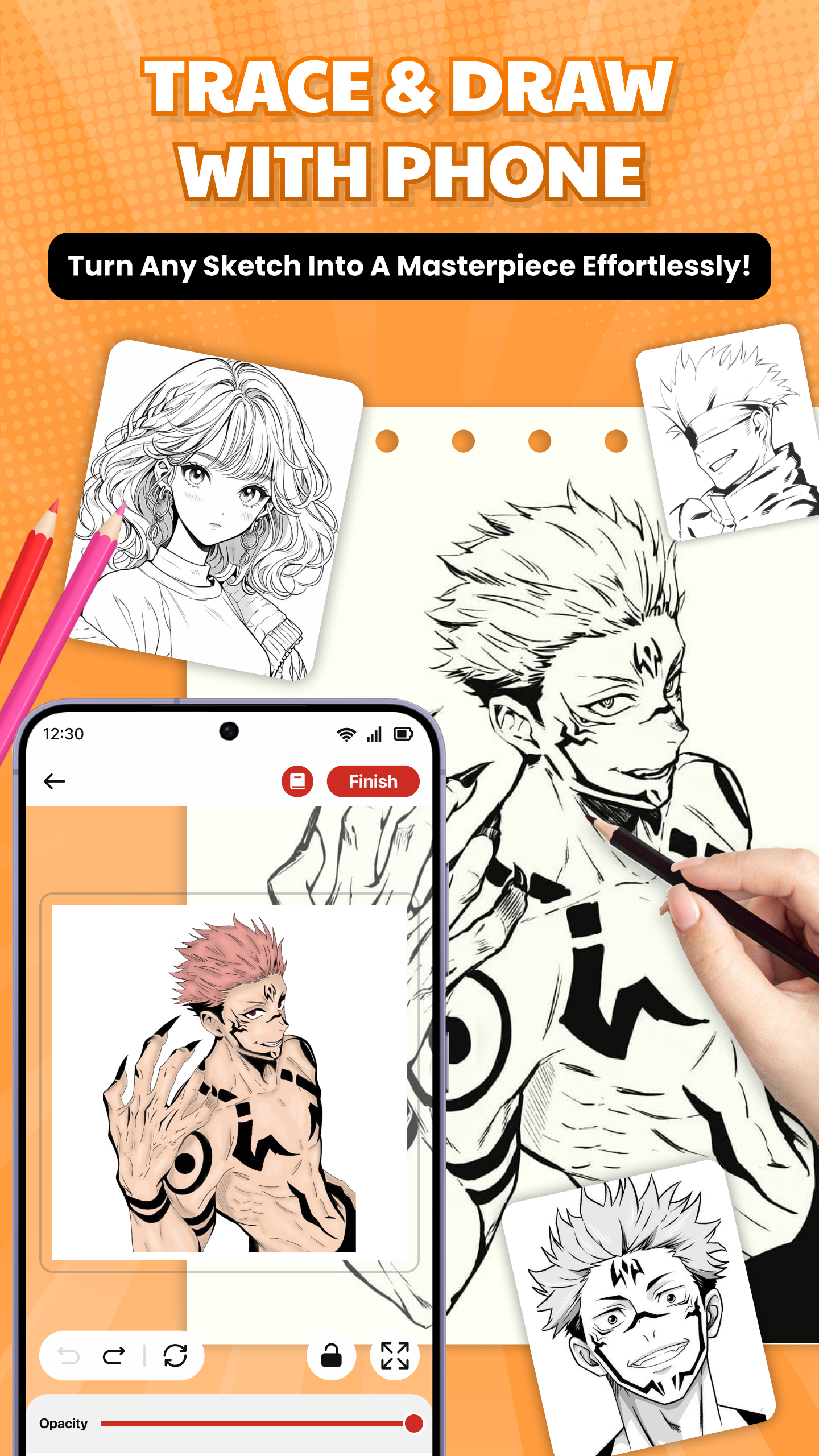 اسکرین شات 1 برنامه AR Drawing - Draw Anime Sketch