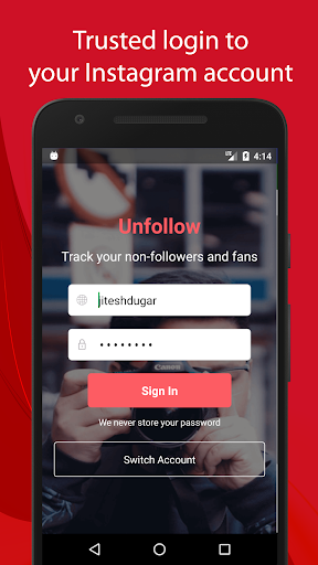 اسکرین شات 1 برنامه Unfollow for Instagram - Non followers & Fans