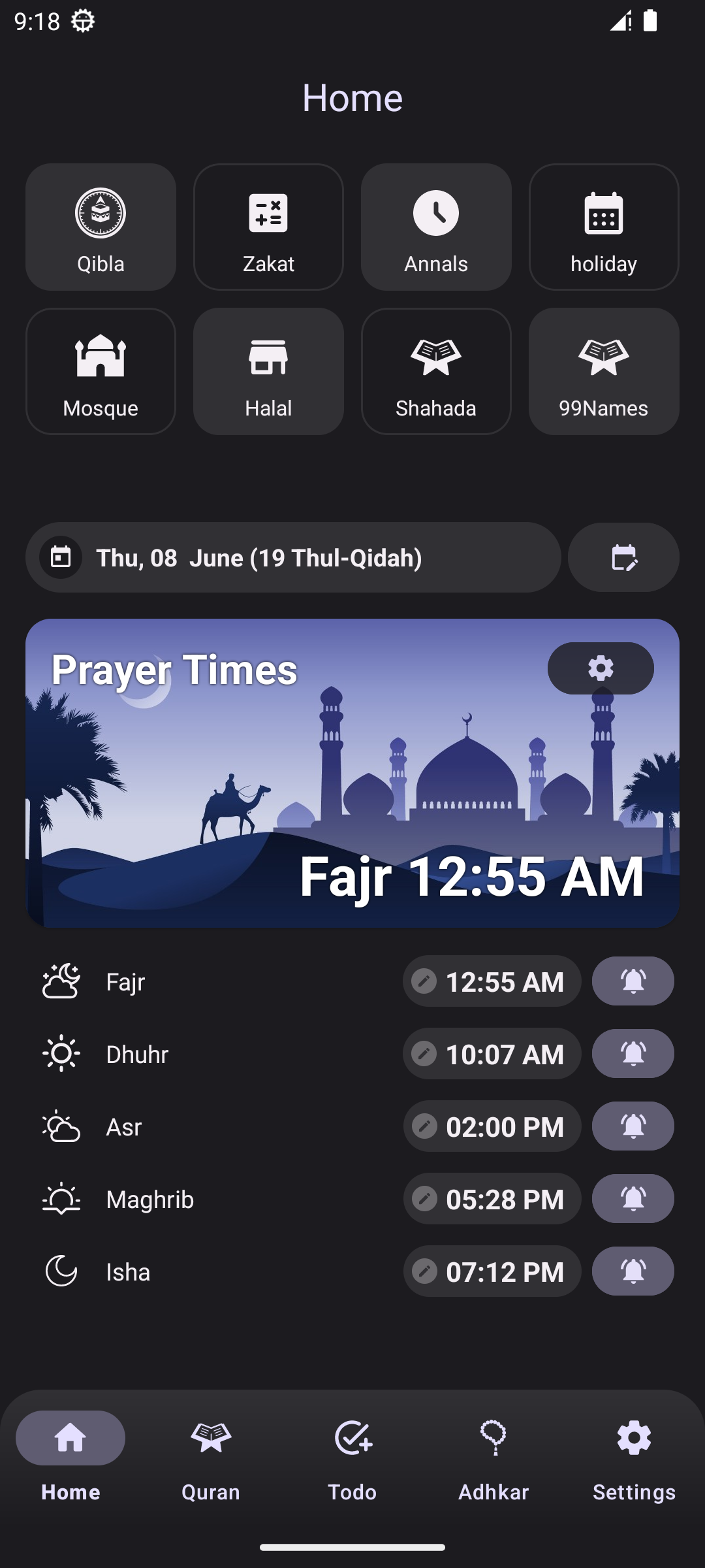 اسکرین شات 2 برنامه I'm Muslim - Adhan Quran ToDo