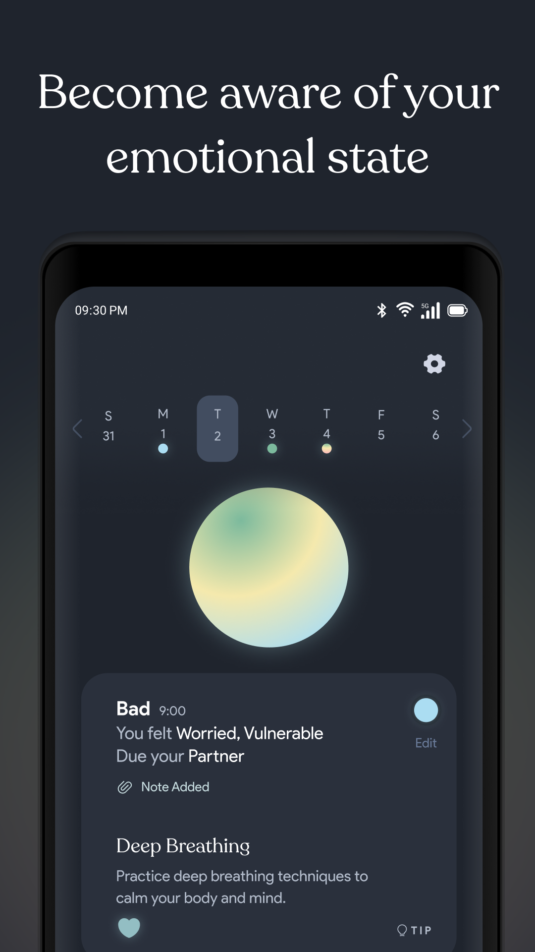 اسکرین شات 1 برنامه Moodlight - Daily Mood Tracker
