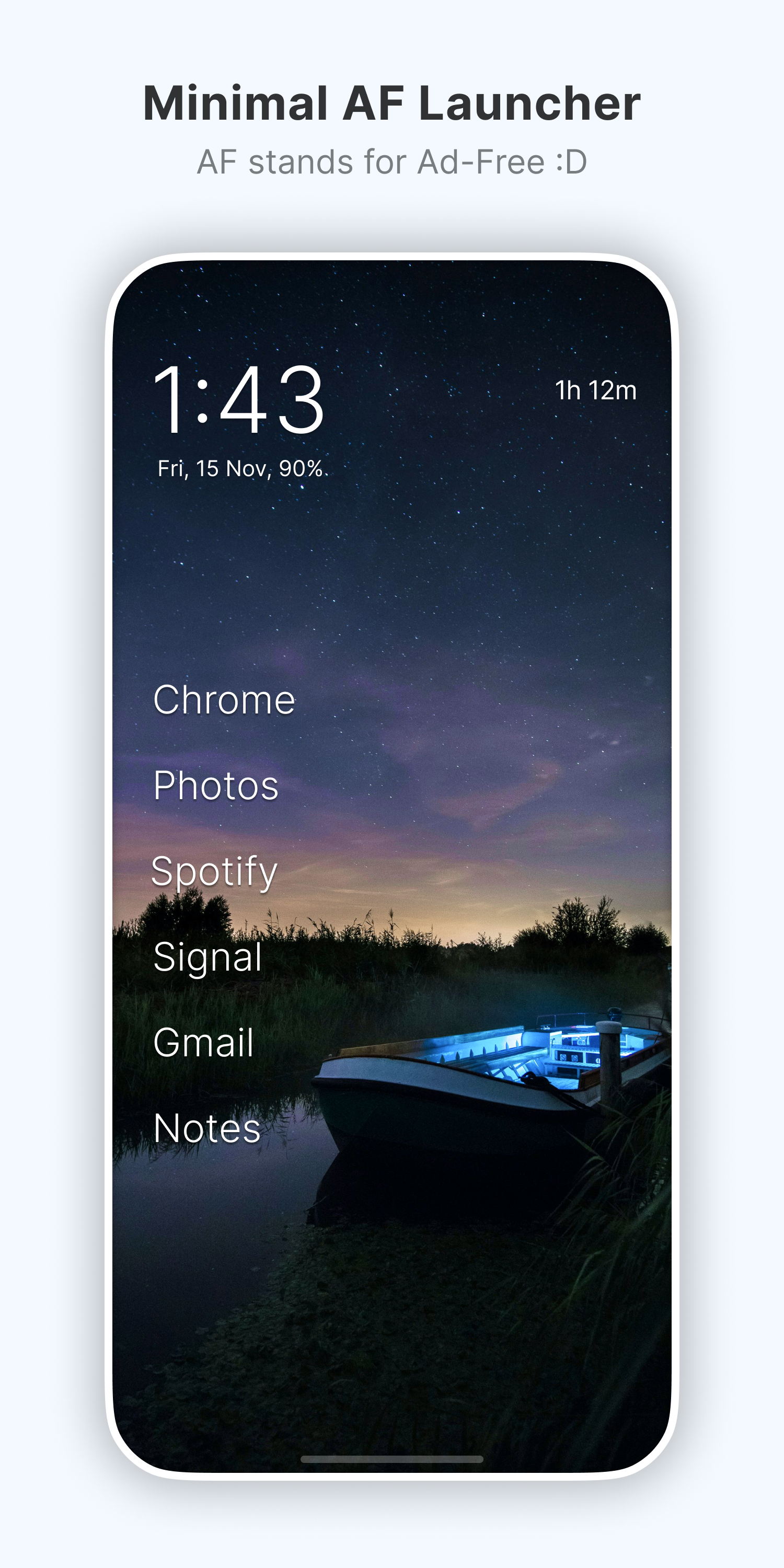 اسکرین شات 1 برنامه Olauncher. Minimal AF Launcher