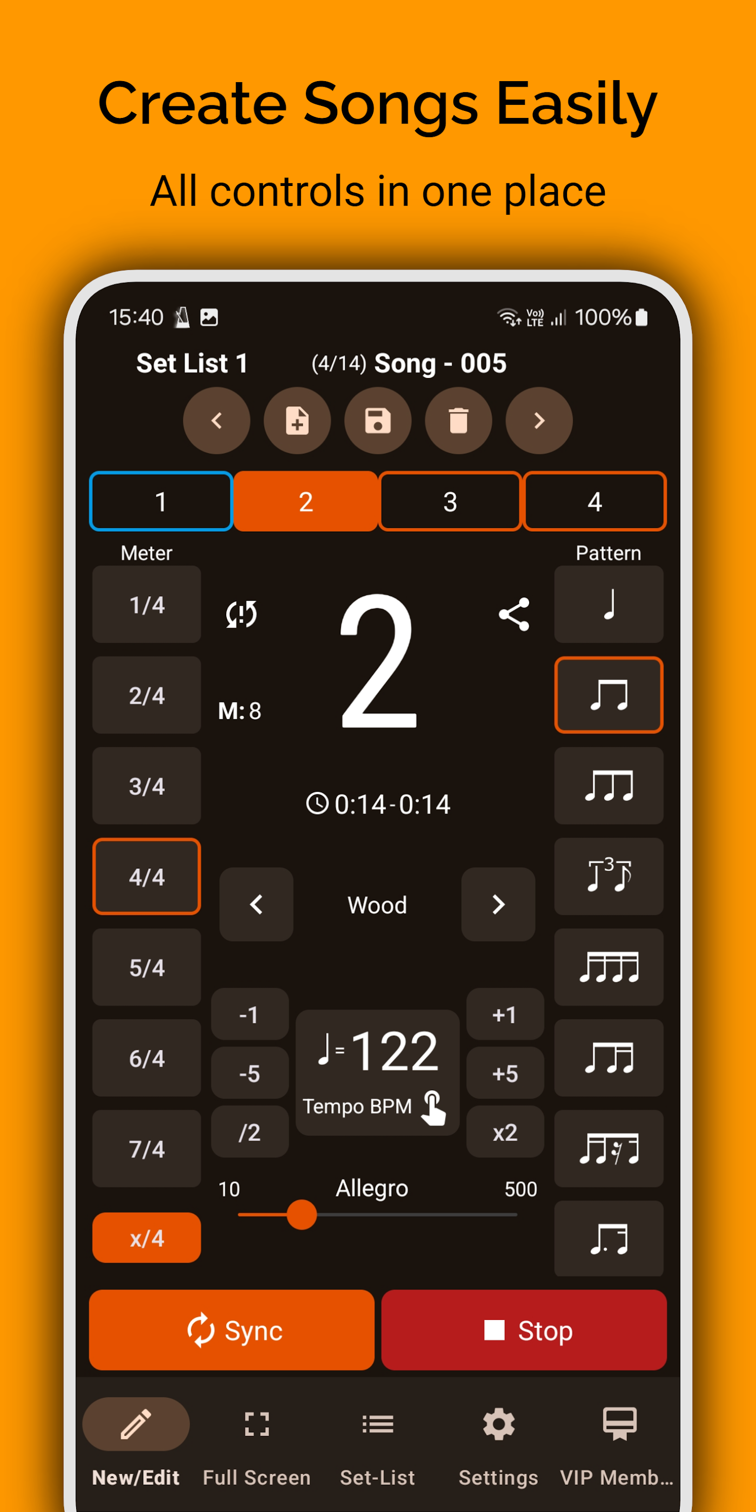 اسکرین شات 1 برنامه Stage Metronome with Setlist