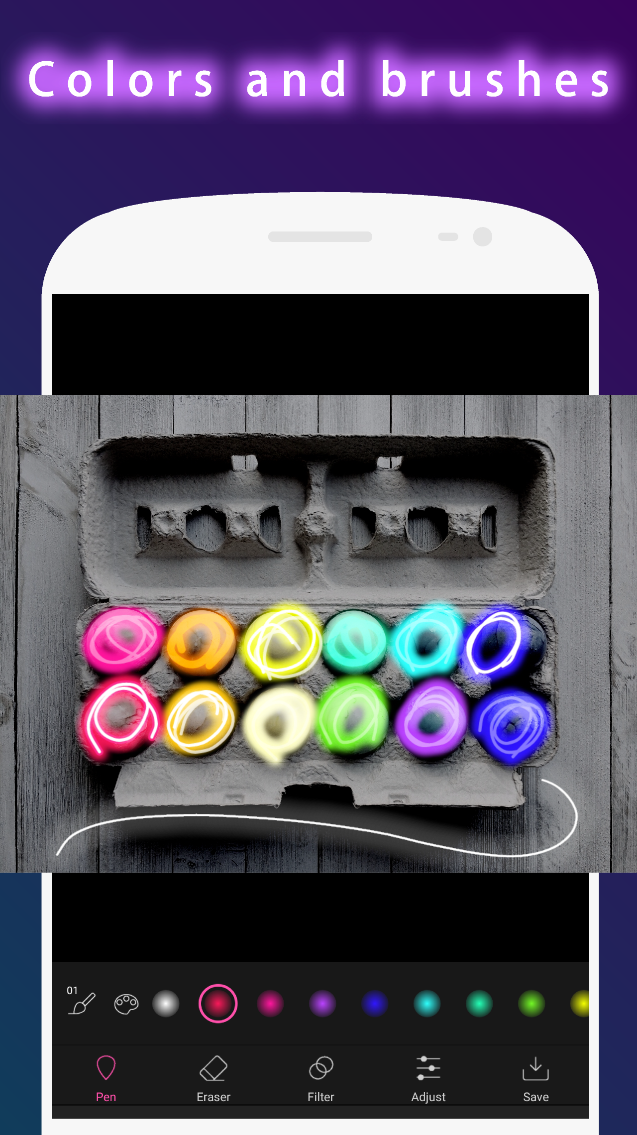 اسکرین شات 3 برنامه Neon Effect Brush : draw glow