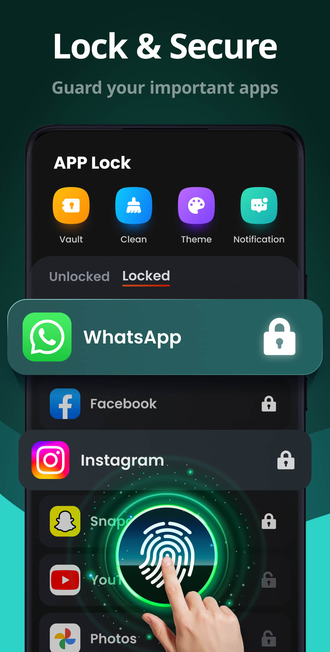 اسکرین شات 2 برنامه App Lock - Applock Fingerprint