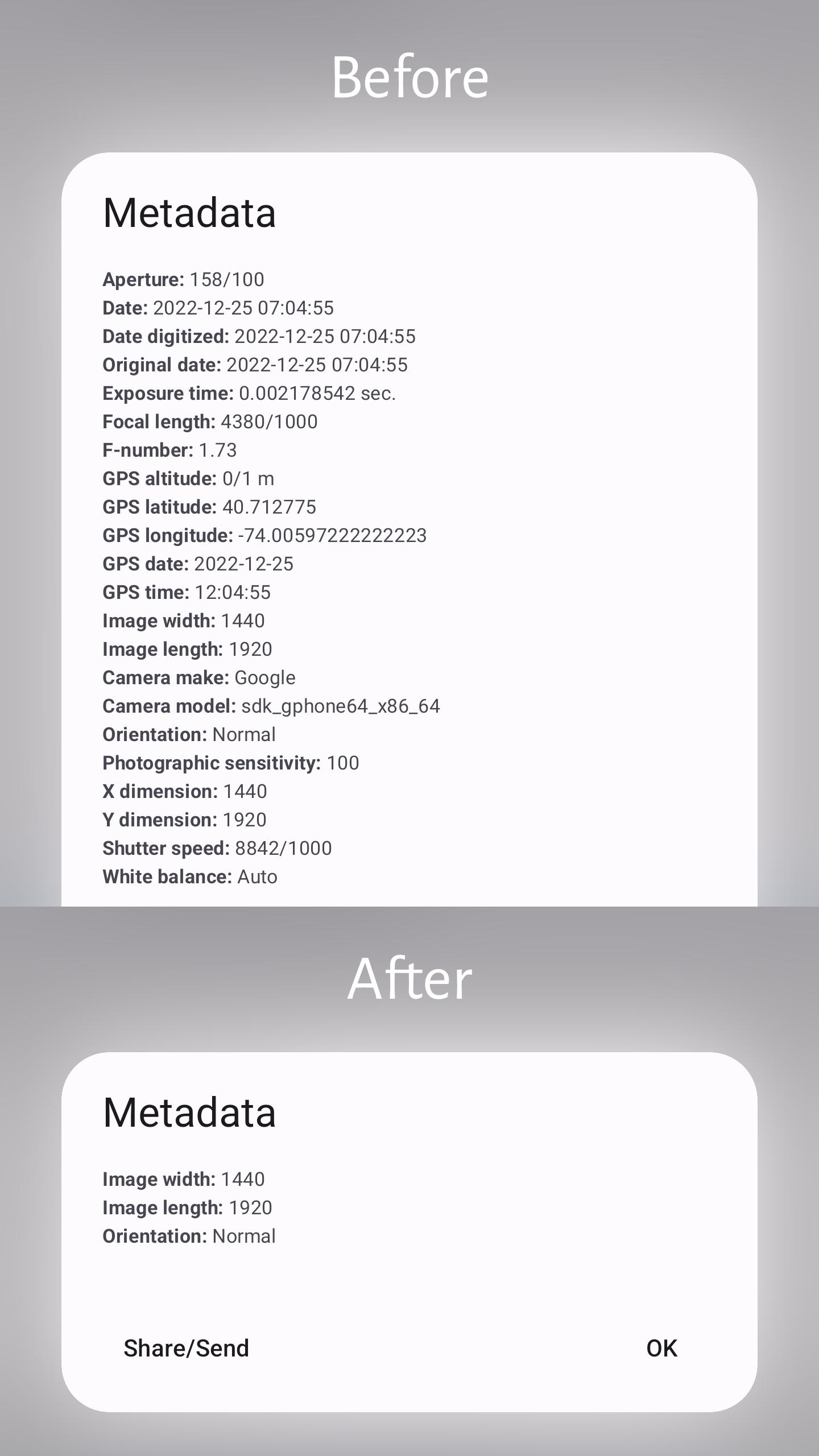 اسکرین شات 1 برنامه Photo Metadata Remover
