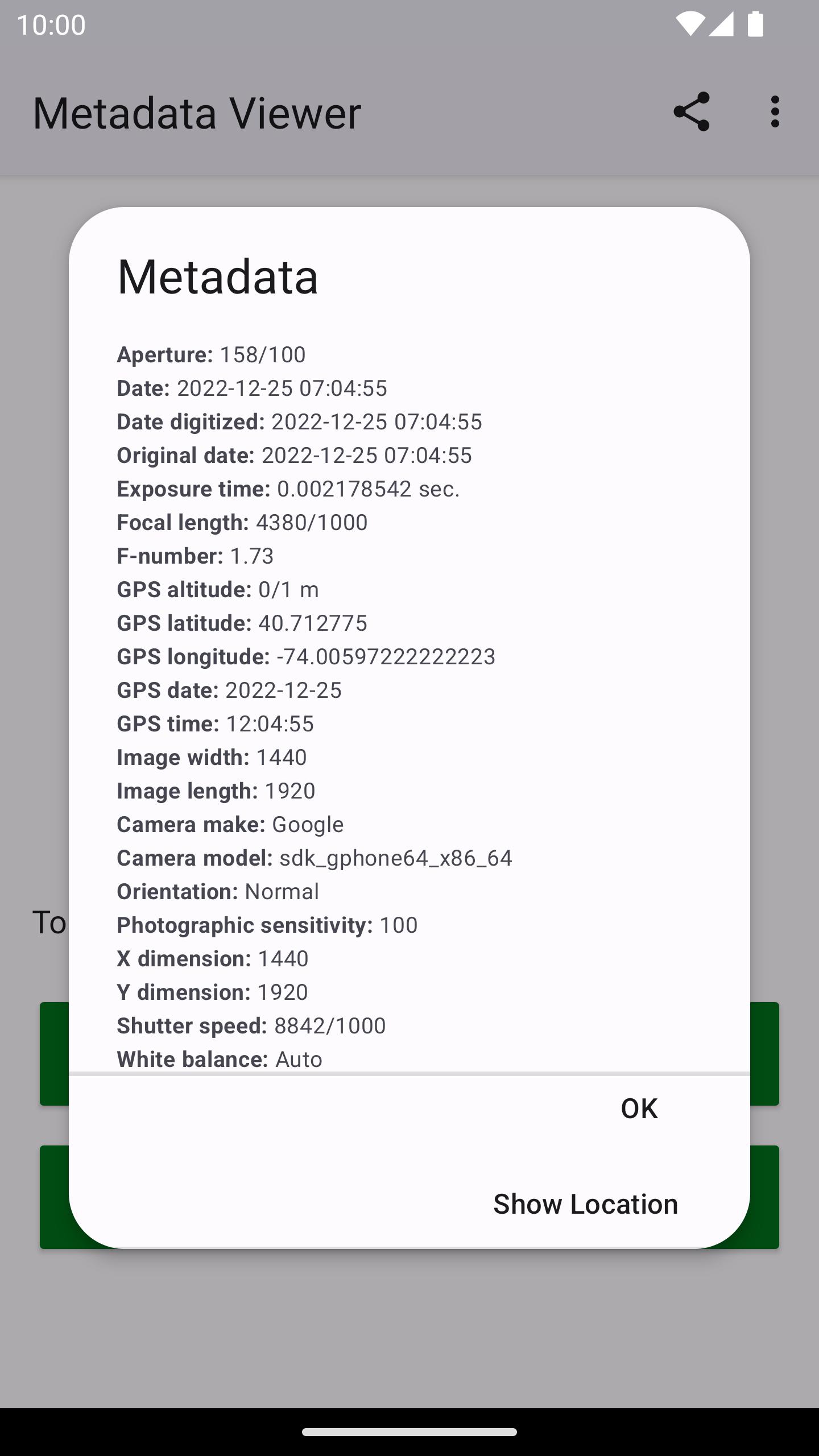 اسکرین شات 2 برنامه Photo Metadata Viewer
