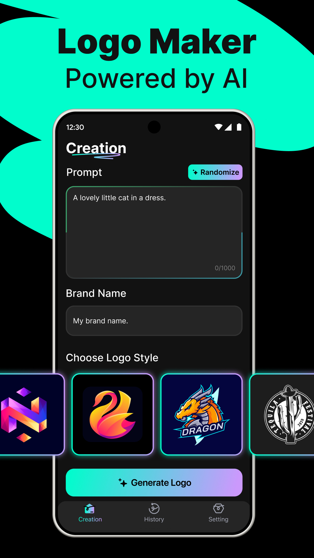 اسکرین شات 1 برنامه Logo Maker - AI Art Design