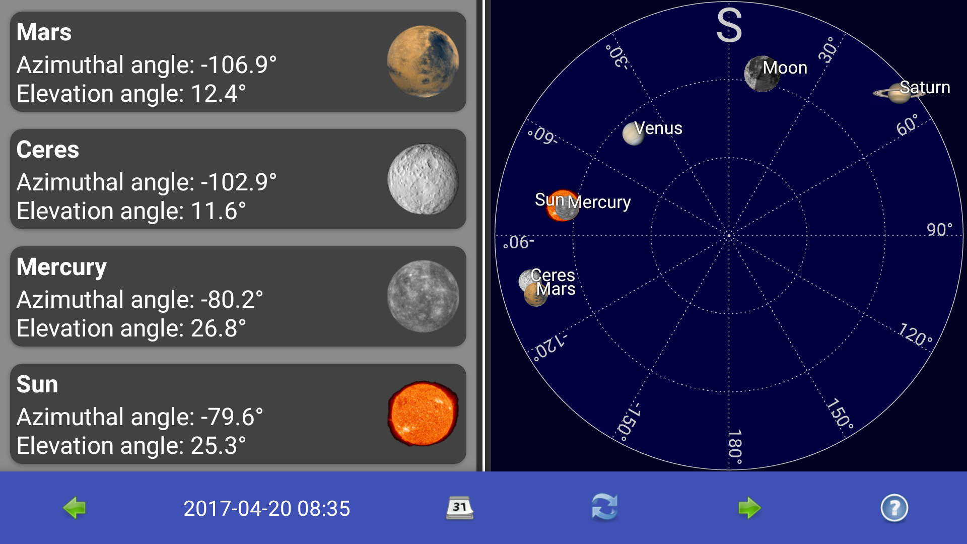 اسکرین شات 1 برنامه Sun, moon and planets