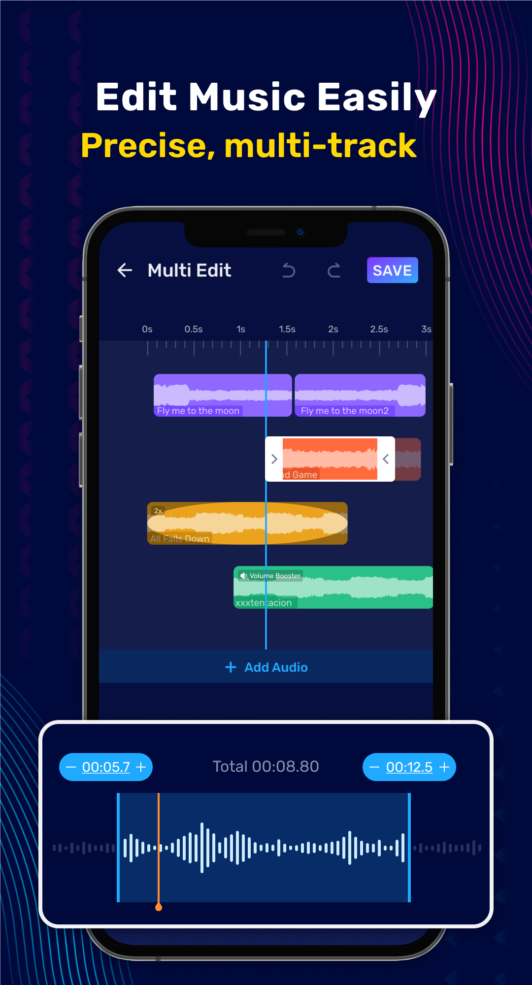 اسکرین شات 2 برنامه Audio Editor & Music Editor