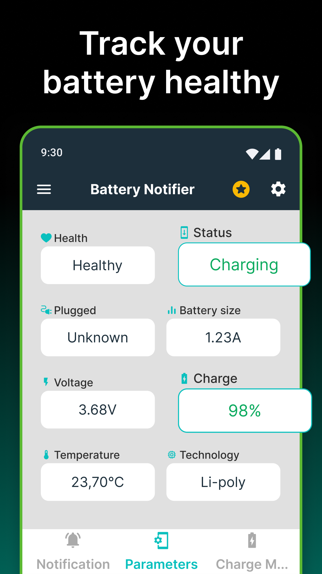 اسکرین شات 6 برنامه Battery Charge Sound Alert