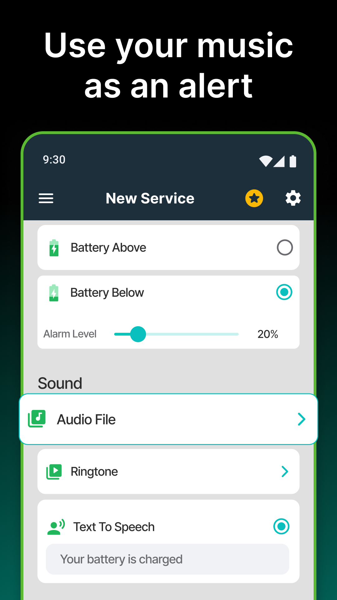 اسکرین شات 5 برنامه Battery Charge Sound Alert