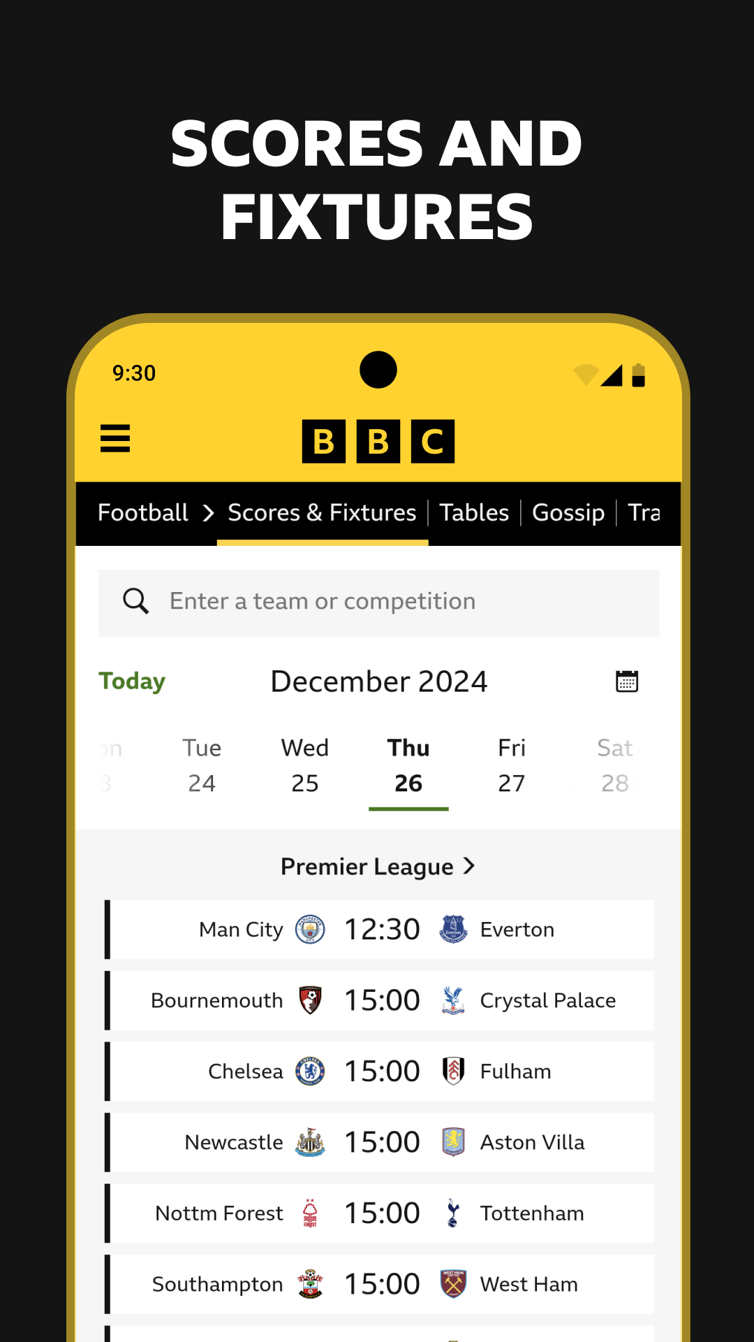 اسکرین شات 4 برنامه BBC Sport - News & Live Scores