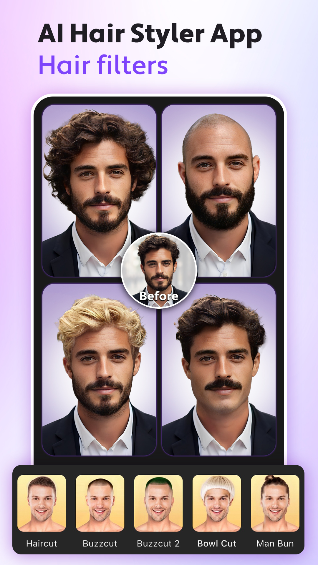 اسکرین شات 3 برنامه Hair Editor, Hair Cut Filter