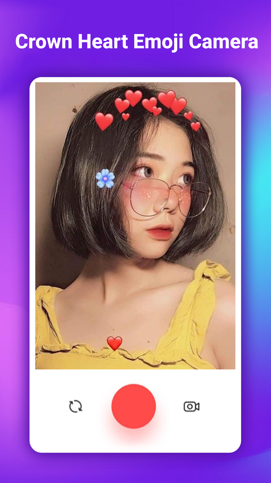 اسکرین شات 1 برنامه Crown Heart Emoji Camera