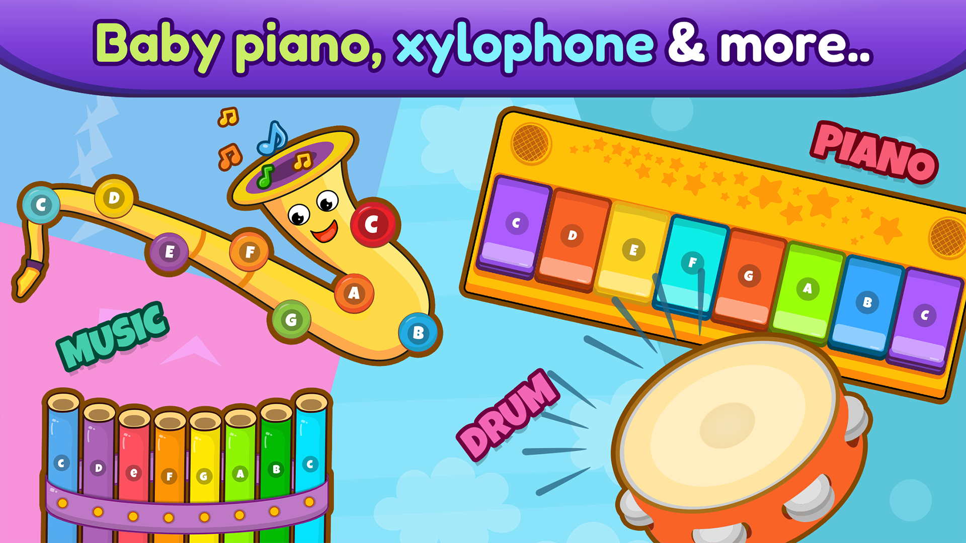 اسکرین شات 8 برنامه Baby Piano, Drums, Xylo & more