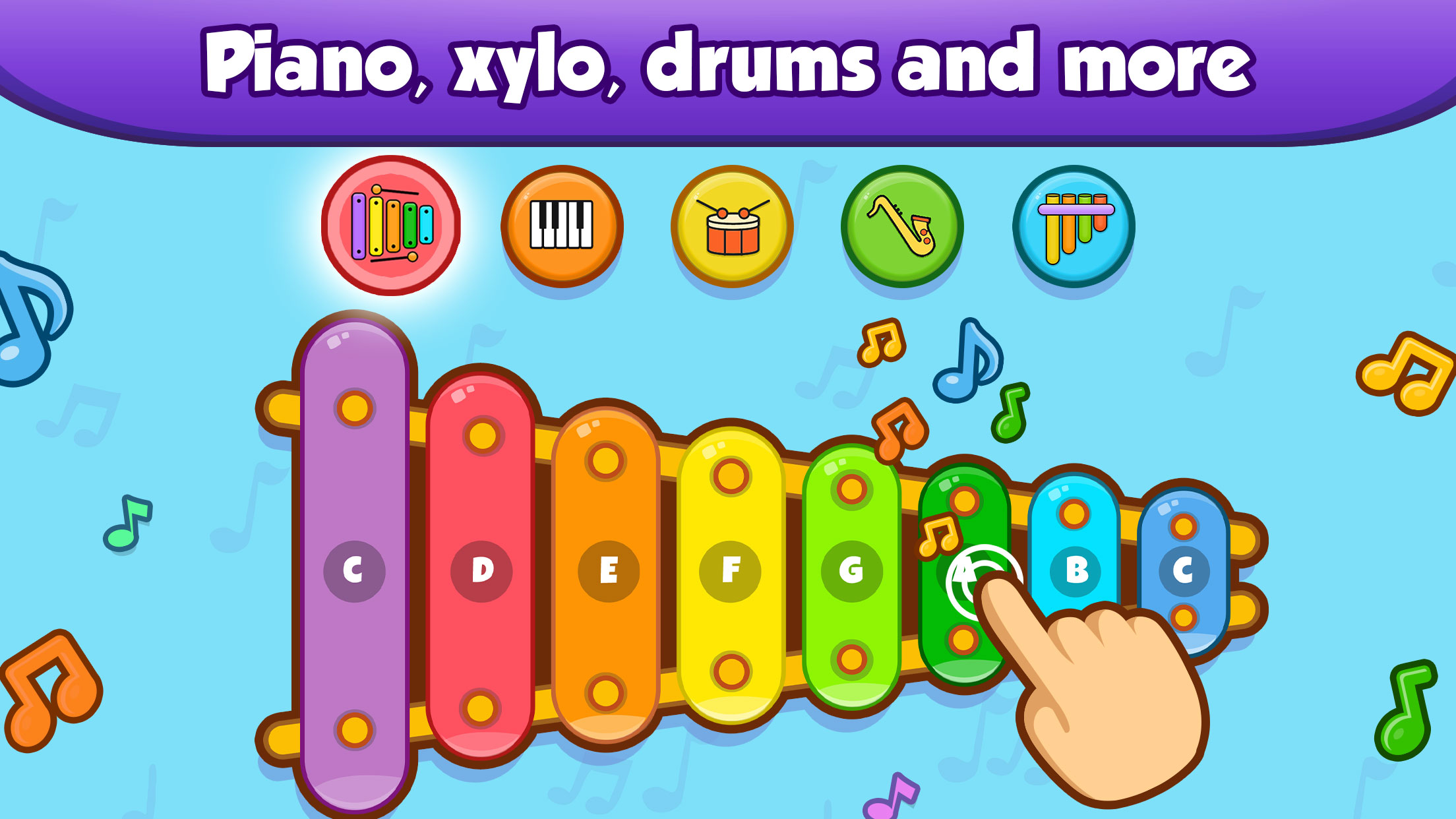 اسکرین شات 2 برنامه Baby Piano, Drums, Xylo & more