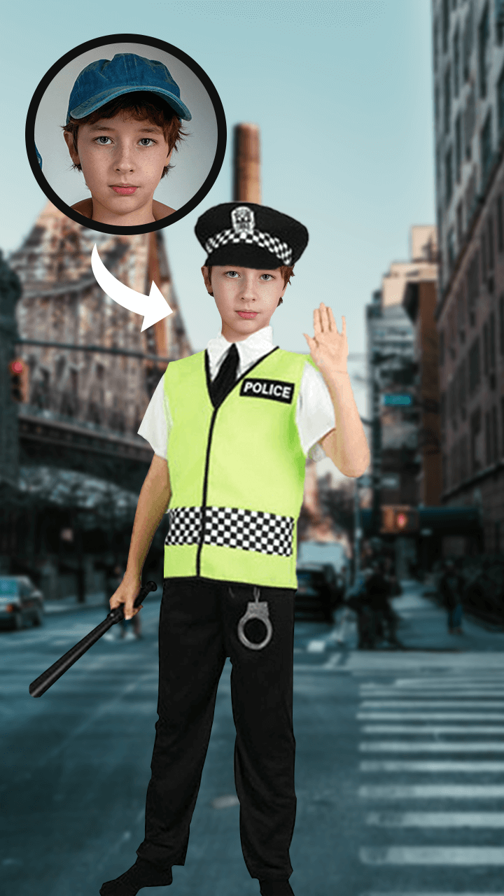 اسکرین شات 6 برنامه Kids Police Suit Photo Editor