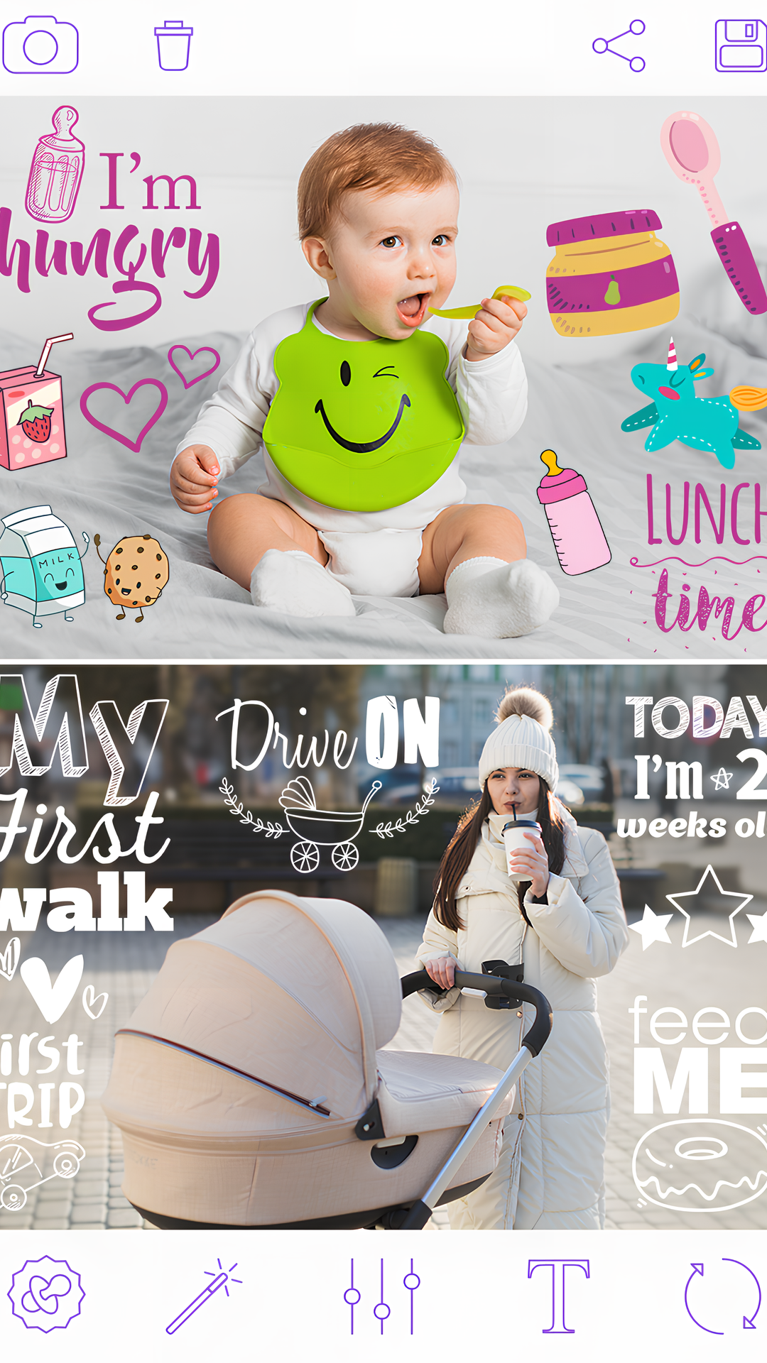 اسکرین شات 1 برنامه Baby Pics App - Baby Photo Art