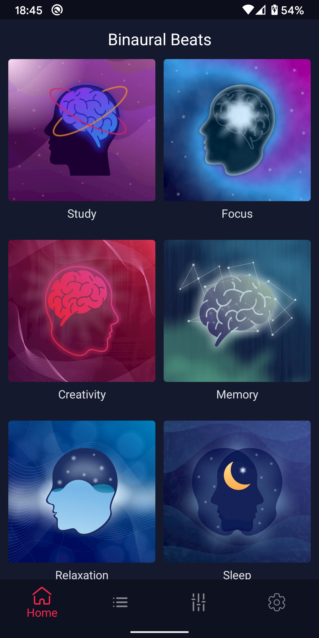 اسکرین شات 1 برنامه Binaural Beats - study music