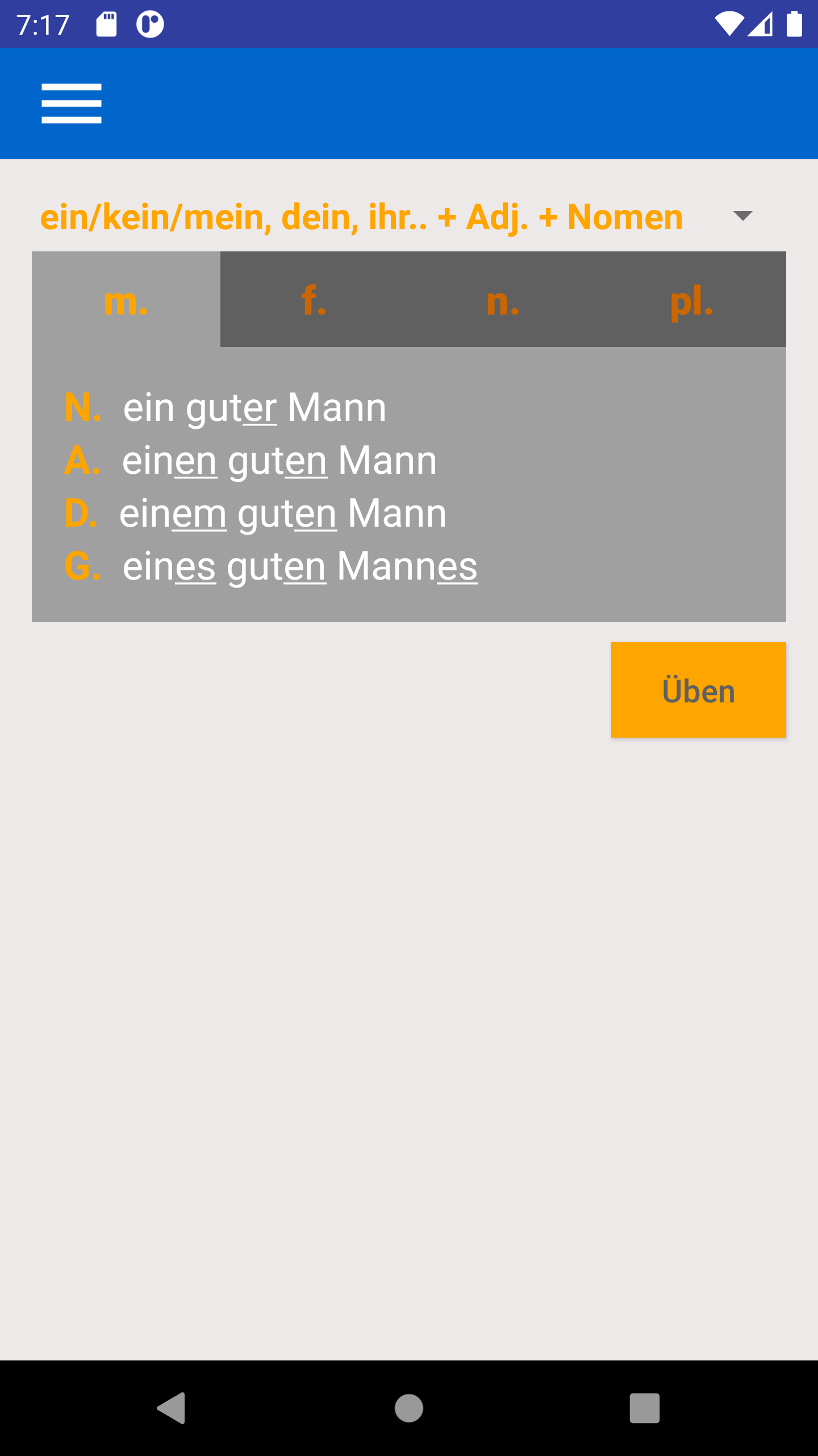 اسکرین شات 1 برنامه German Adjective Endings