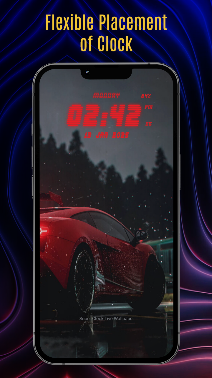 اسکرین شات 3 برنامه Super Digital Clock Wallpaper