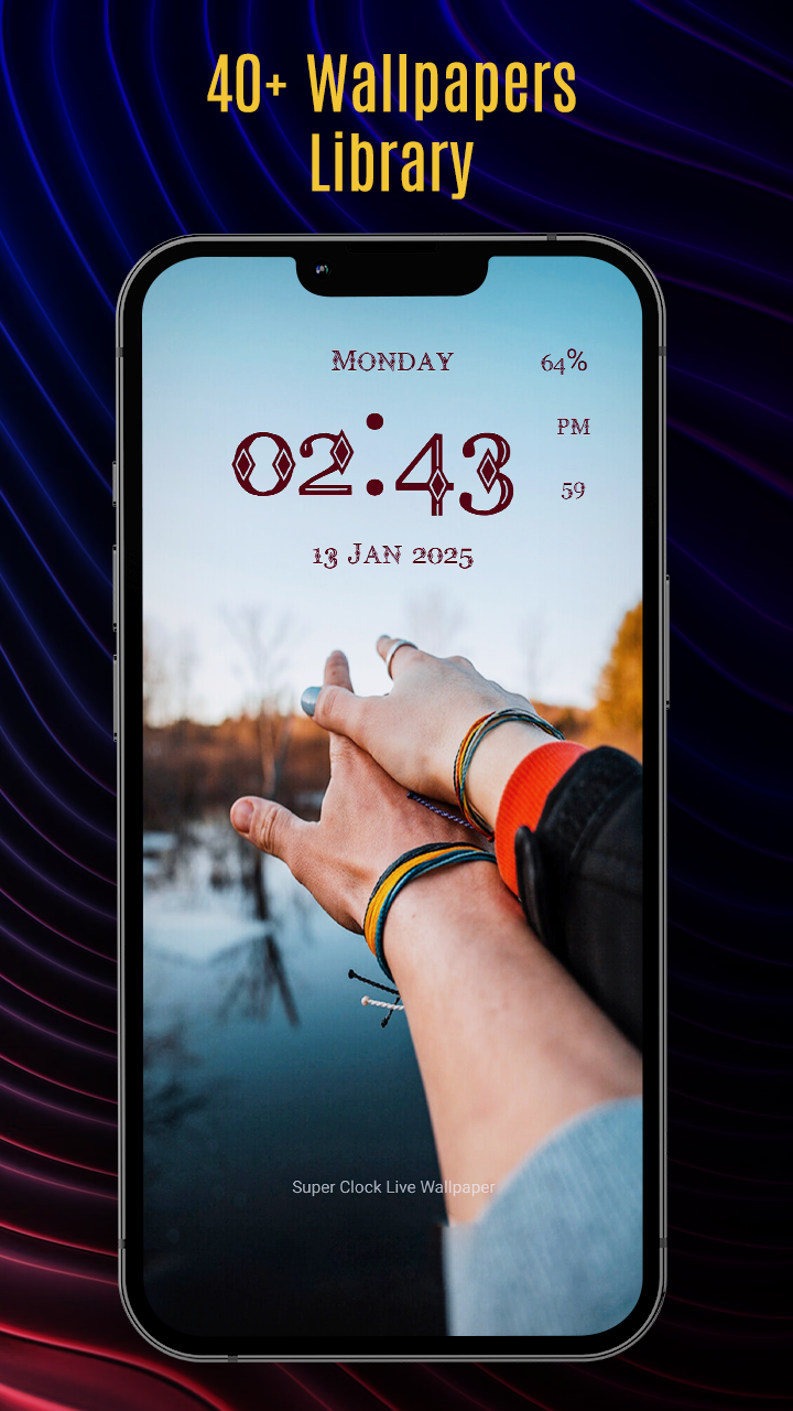 اسکرین شات 5 برنامه Super Digital Clock Wallpaper