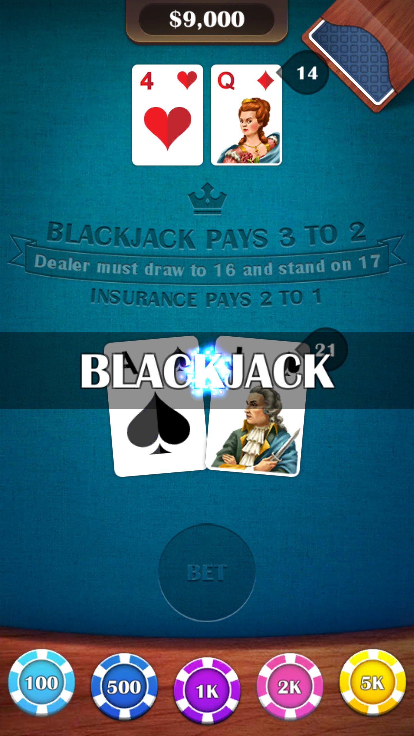 اسکرین شات 3 بازی Blackjack 21: casino card game