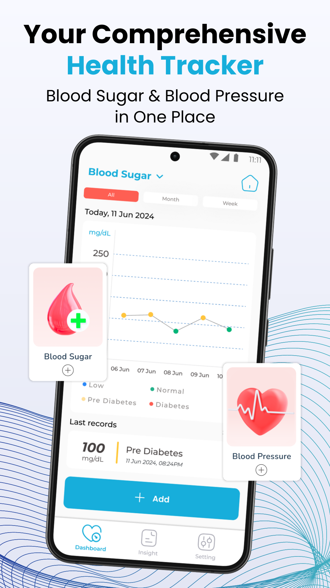 اسکرین شات 1 برنامه Blood Sugar & Pressure Tracker