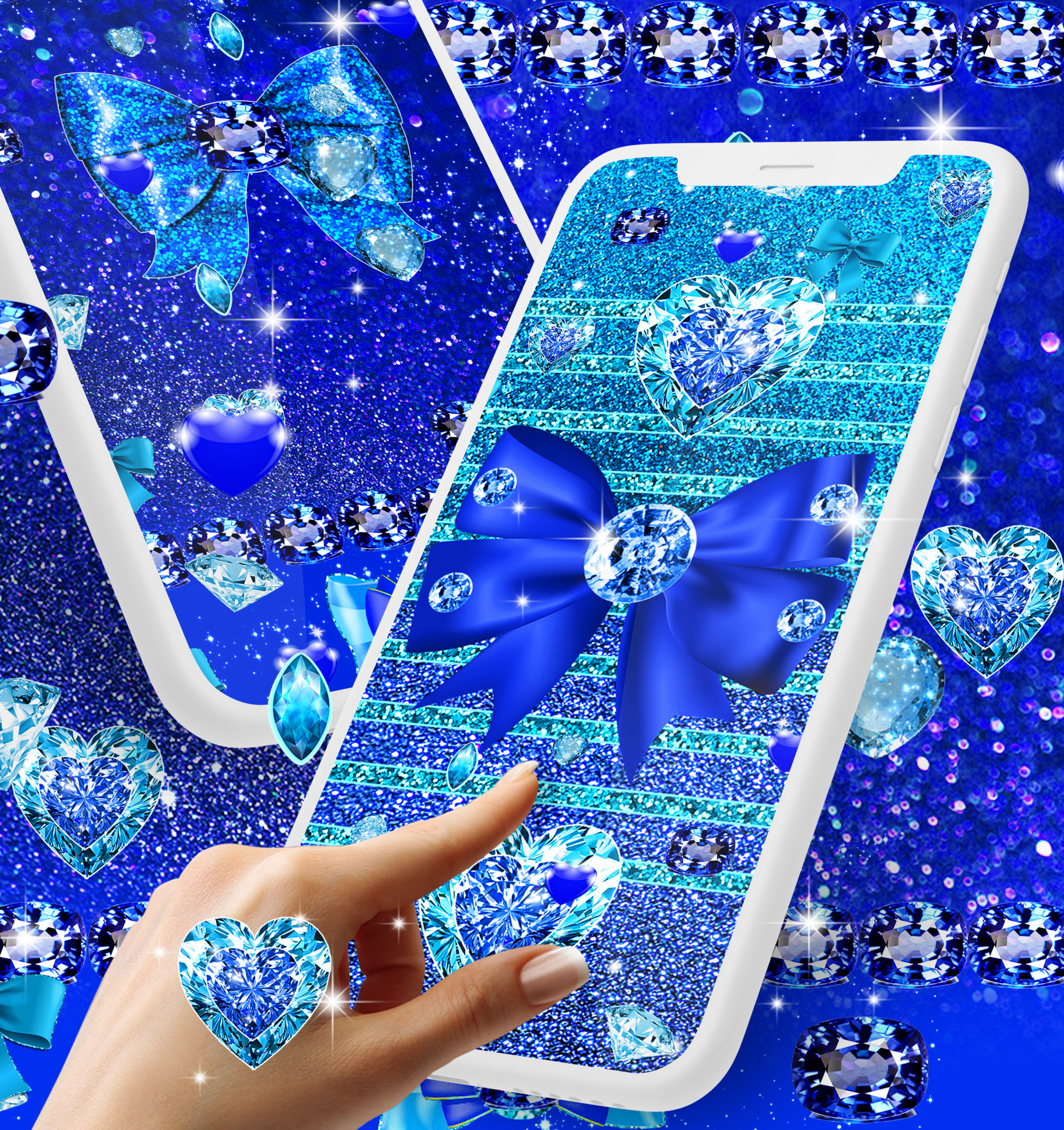 اسکرین شات 3 برنامه Blue glitter diamond wallpaper