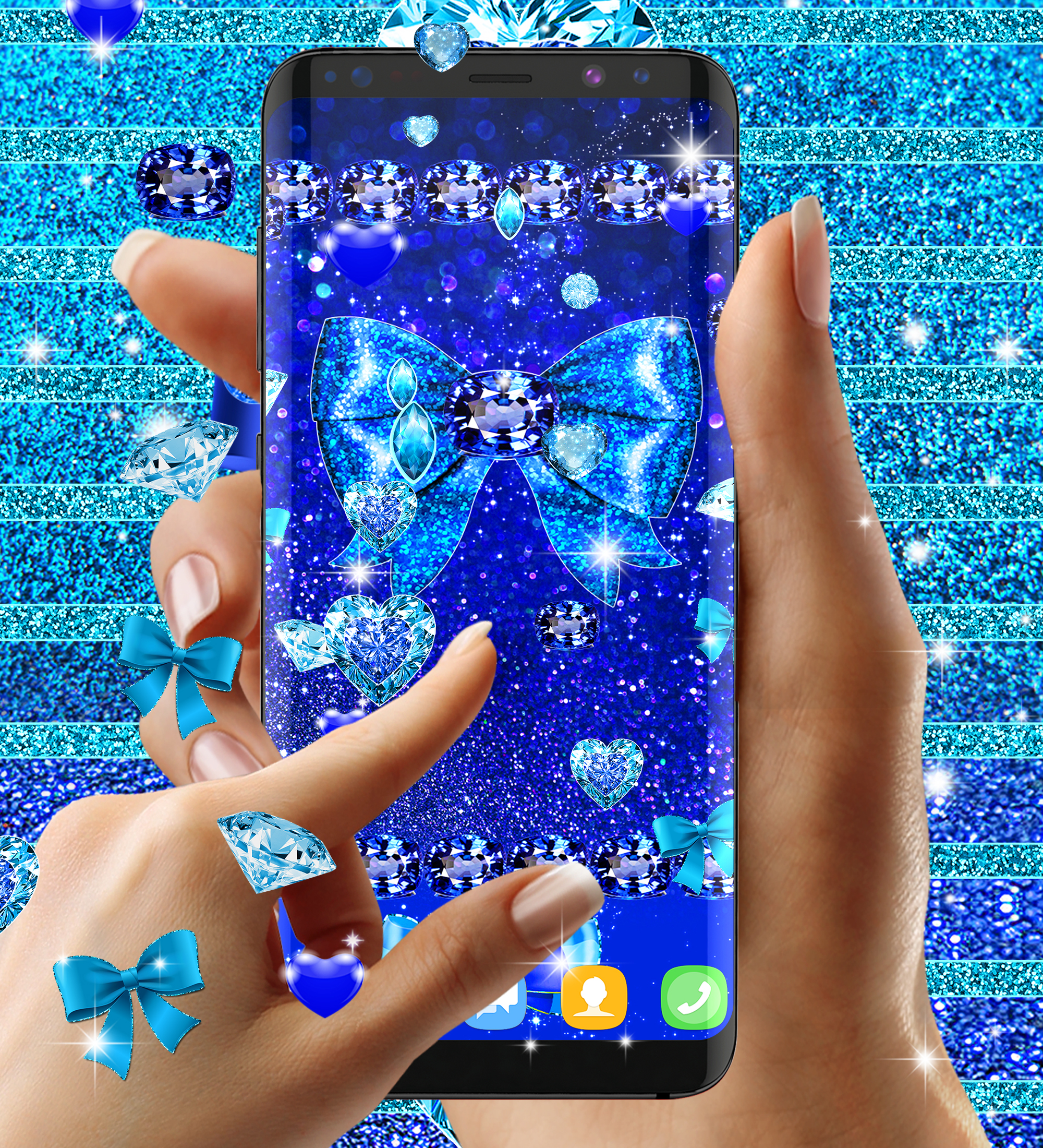 اسکرین شات 8 برنامه Blue glitter diamond wallpaper