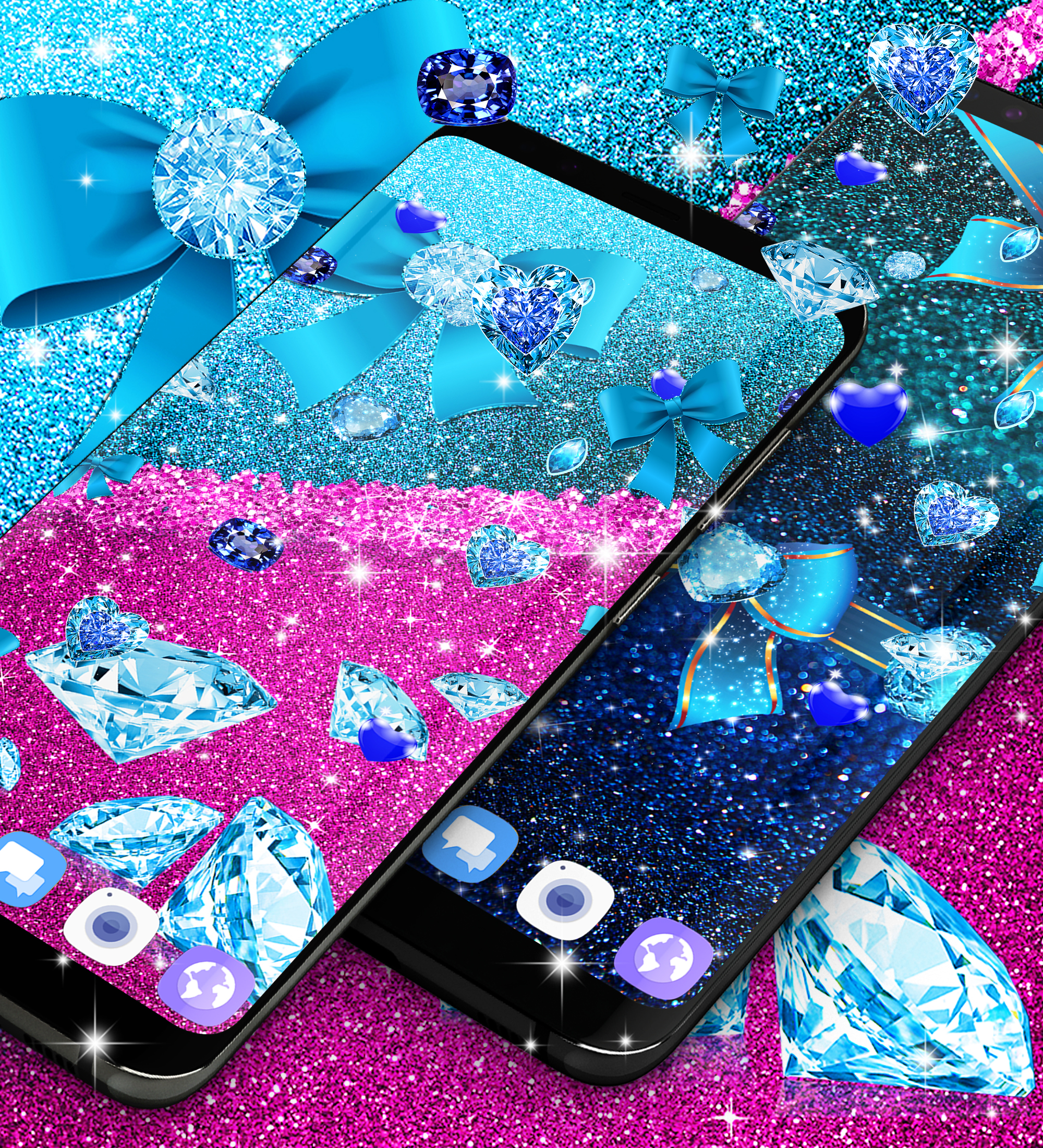 اسکرین شات 4 برنامه Blue glitter diamond wallpaper