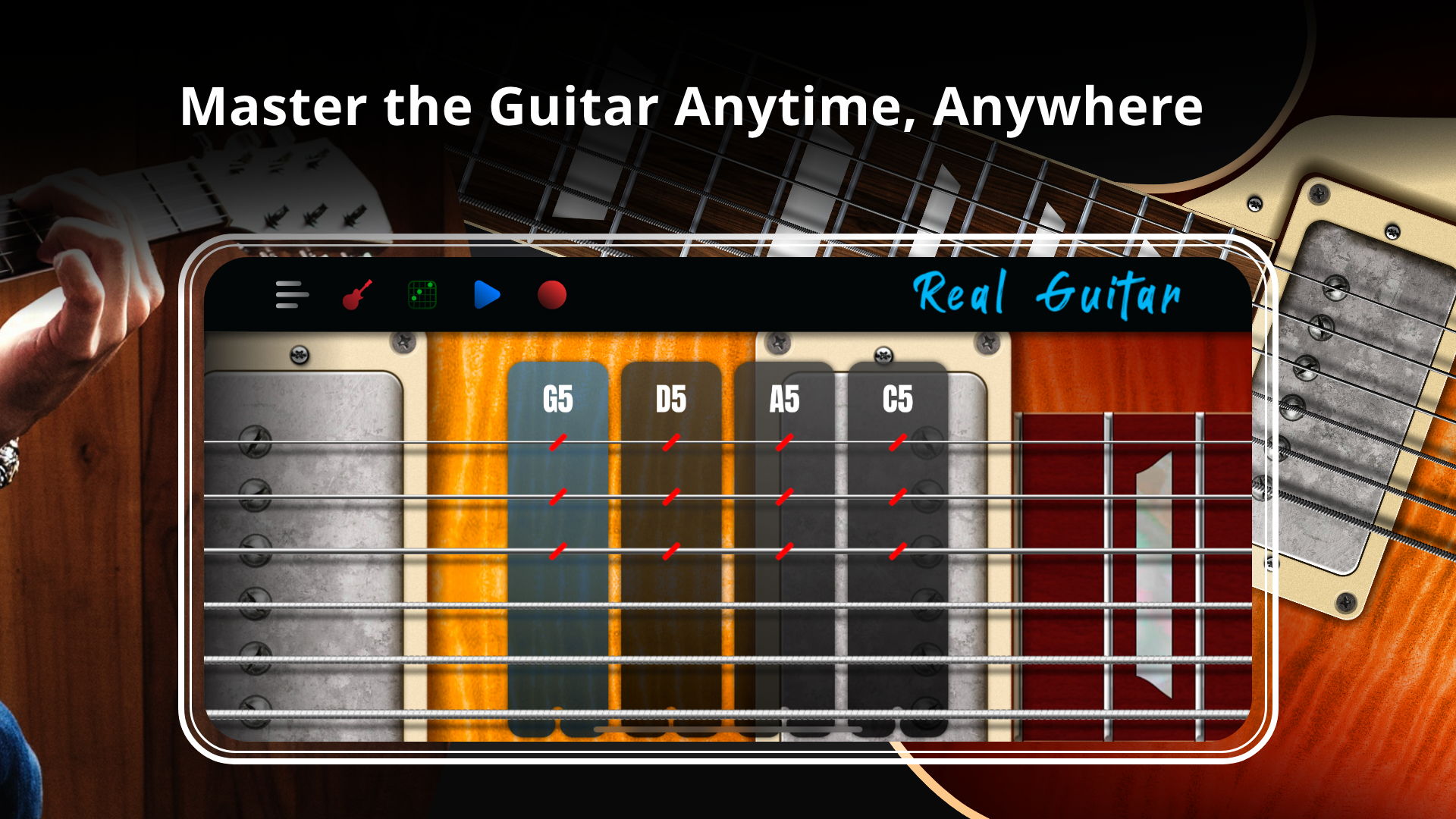 اسکرین شات 2 برنامه Real Guitar: acoustic electric