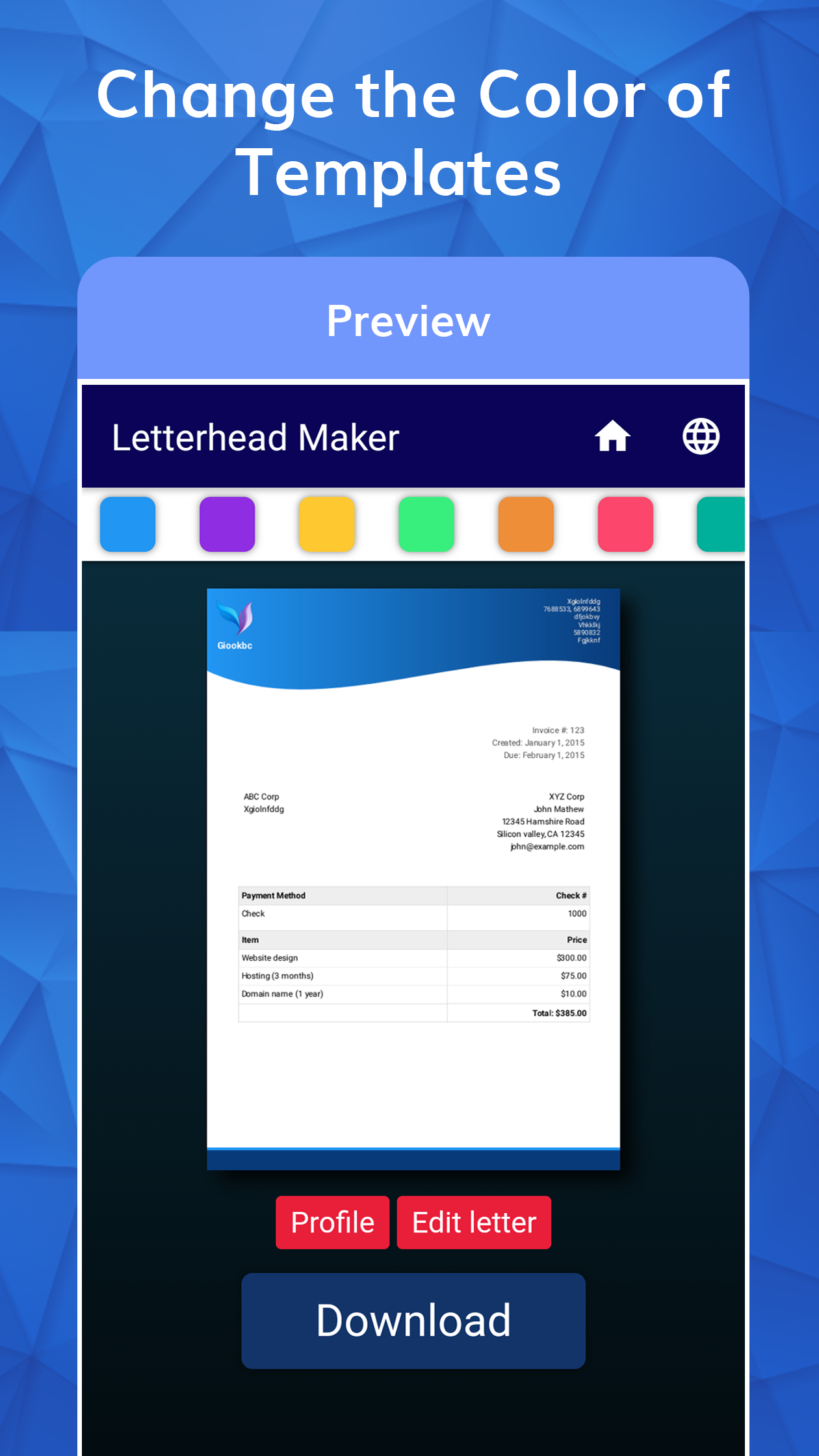 اسکرین شات 4 برنامه Letterhead Maker with logo PDF