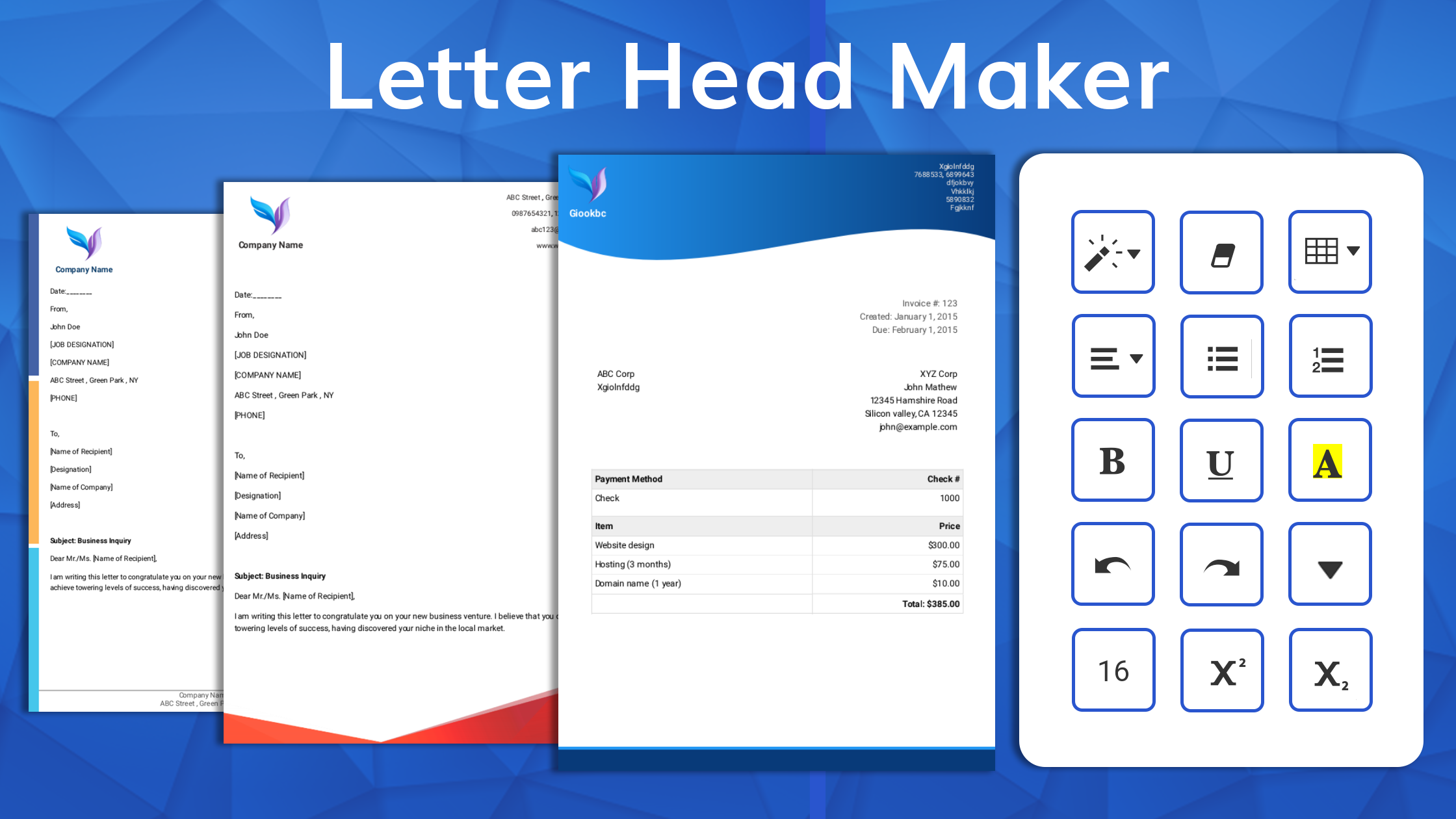 اسکرین شات 1 برنامه Letterhead Maker with logo PDF