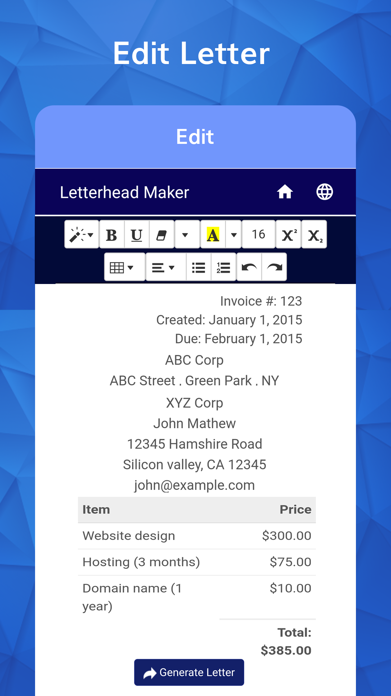 اسکرین شات 7 برنامه Letterhead Maker with logo PDF