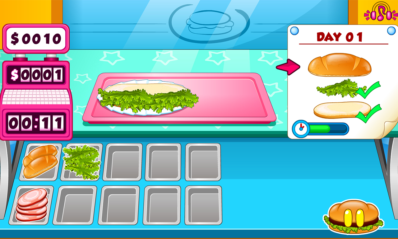 اسکرین شات 2 بازی Go Fast Cooking Sandwiches