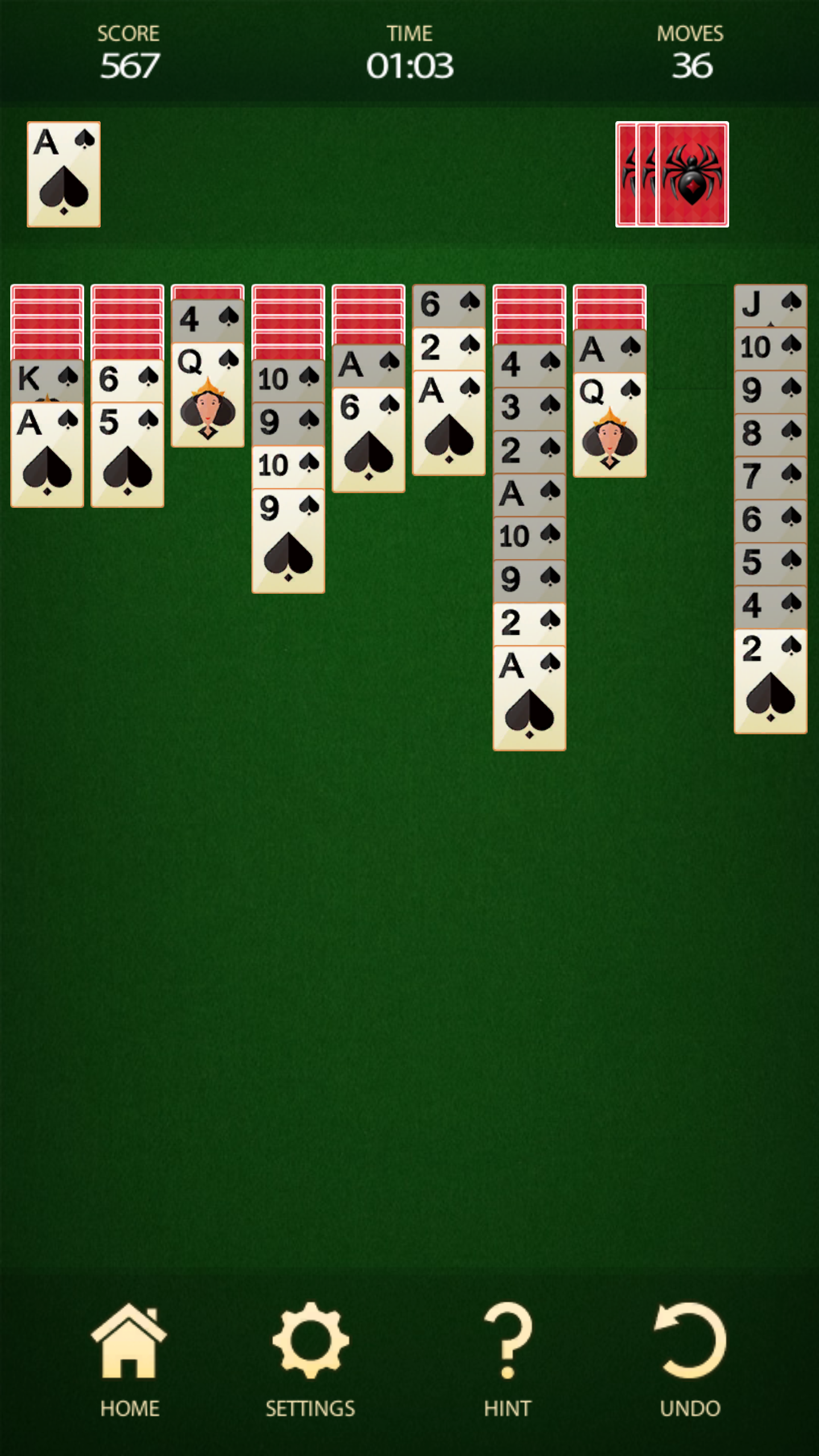 اسکرین شات 3 بازی Spider Solitaire: Card Game