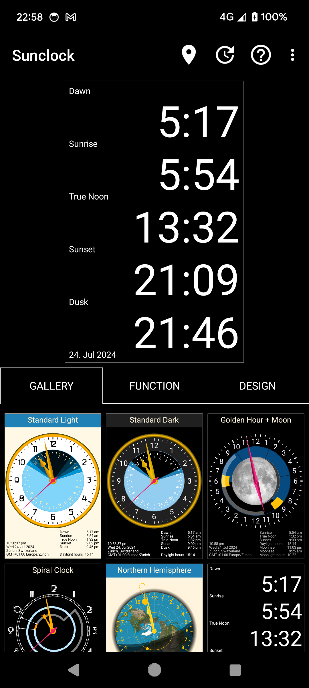 اسکرین شات 4 برنامه Sunclock: Sunrise Sunset Clock