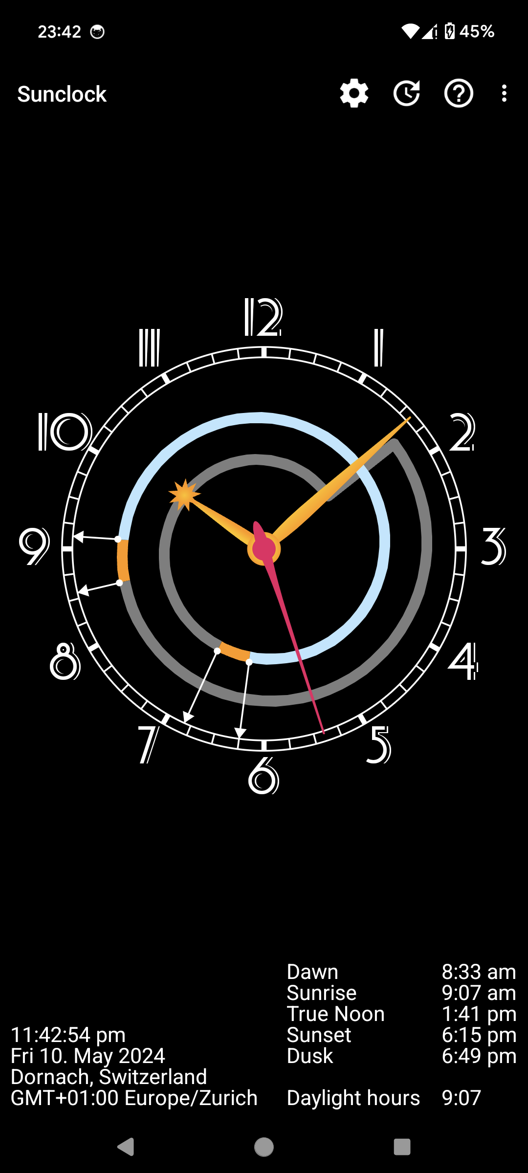 اسکرین شات 5 برنامه Sunclock: Sunrise Sunset Clock